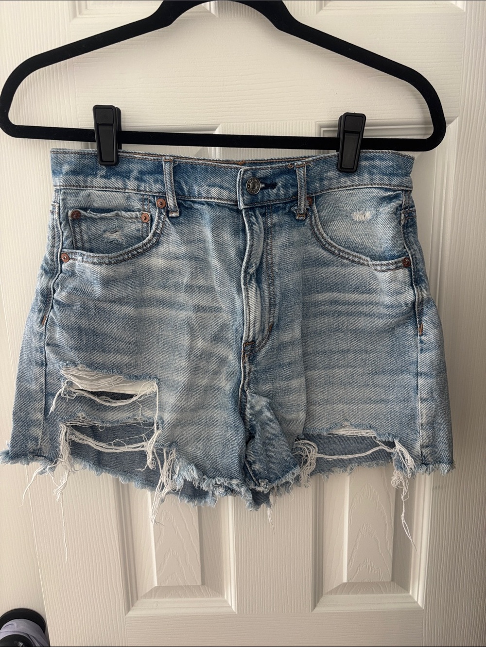 American Eagle Outfitters Light Wash Distressed Denim Shorts
